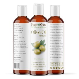 Plant Guru Olive Oil Pomace 4 fl. oz. 100% Pure Natural Carrier Moisturizer For Skin, Body, Face And Hair Growth. Great For DIY Soap Making, Cosmetics and Massage.