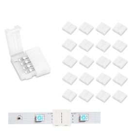 ENQIMAOYI 20Pcs 4-Pin LED Strip Connectors, 8mm Wide Unwired Solderless LED Light Connectors, Easily Extend or Splice SMD 3825 2835 RGB Multicolor Light Strips