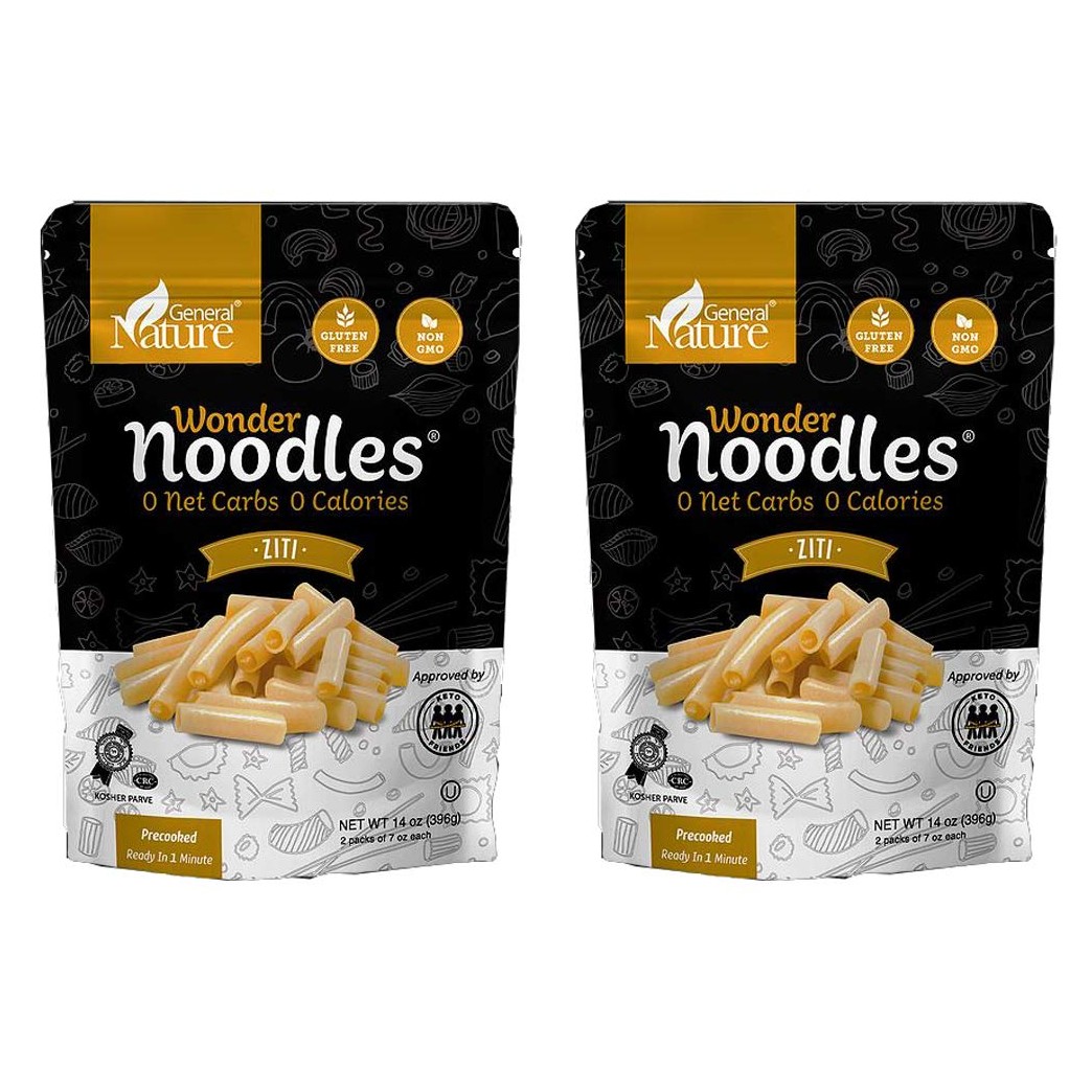 Wonder Noodles 2 Pack Keto Pasta - Zero Carb Noodles - Kosher, Vegan Friendly, No Sugar, No Fat - Ready to Eat, Paleo Pasta - 2 Pack ZITI (28 Oz.)