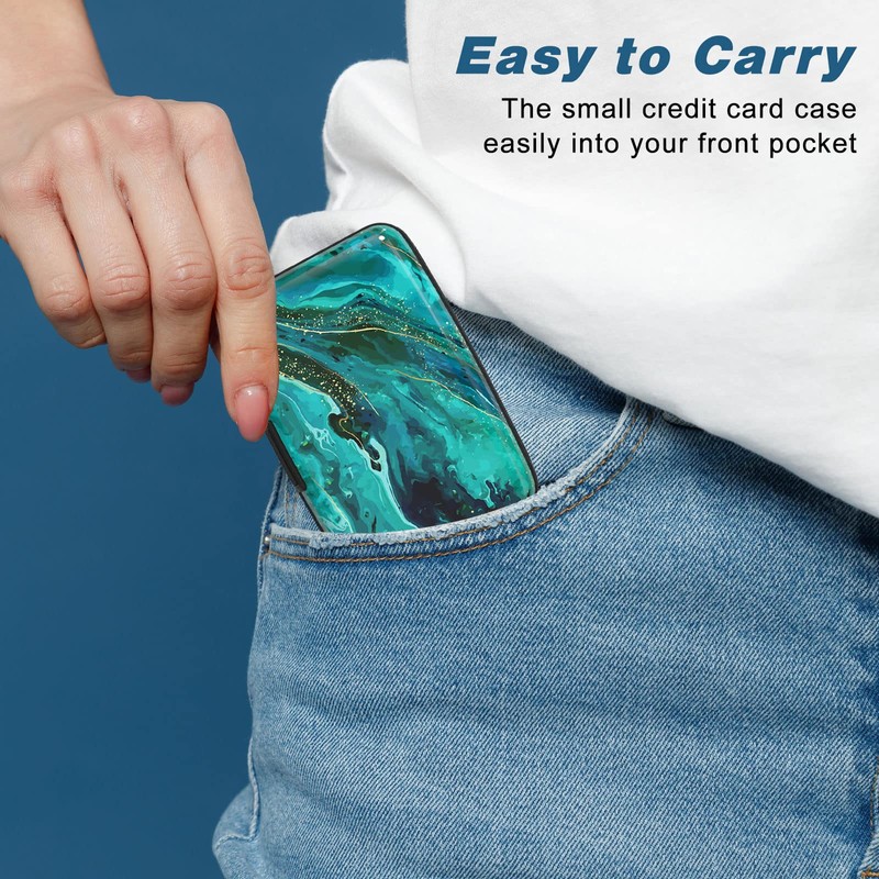 Atufsuat Credit Card Holder, Mini Aluminum Card Wallet RFID Blocking