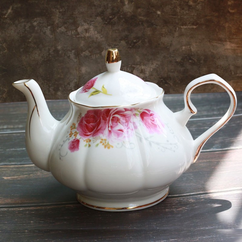 Jomop Tea Pot Handmade Ceramic Flowers (Pink)