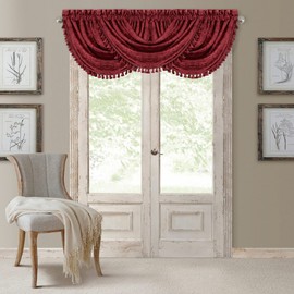 Elrene Home Fashions Antonia - Cortina oscurecedora para Ventana, Rojo Rouge, 52" x 36" (1 Valance), 1, 1