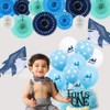 BEISHIDA Blue White Hanging Honeycomb Round Paper Fans Decoration Kit