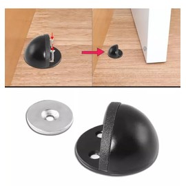 Tope de Puerta Magnético Piso, Tope Magnético Protector para Puerta Media Luna (Negro Mate, 4 Piezas)