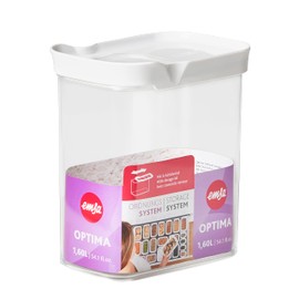 Emsa N11421 Optima Storage Container 1.6 Litres Rectangular Sliding Lid Ideal for Portioning 100% Safe / Hygienic / Safe Fresh Seal BPA Free Transparent Design
