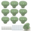 Joyangy 10Pack Ceramic Cabinet Knobs, 1.26Inch/32mm Green Round Drawer Dresser
