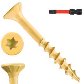 LUPANTER 200 Pcs Exterior Deck Screws 8#×2 inch, Wood Screws with Yellow Ceramic Coating, Premium Outdoor Rust Resistant Self Taping Screws,T25 Drive Bit includs.