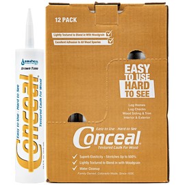 12 Pack of 10.5 Oz Sashco 46030 Conceal Brown Tone Water-Based Textured Caulk