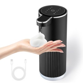 XINKORA Automatic Foaming Soap Dispenser, 4-Level Adjustable Foam Hand Soap Dispenser, USB Rechargeable Touchless Soap Dispenser for Bathroom Countertop