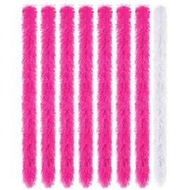 Jexine 8 Pcs Feather Boas Bulk Artificial Fluffy Boas Decor for Wedding Costume Dress Tea Party Supplies(5 ft,Rose, White)