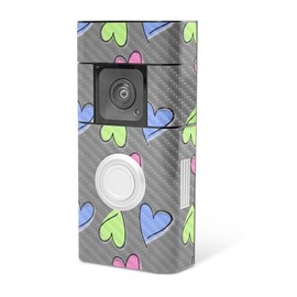 MightySkins Carbon Fiber Skin Compatible with Ring Video Doorbell Plus - Girly | Protective, Durable Textured Carbon Fiber Finish | Easy to Apply, Remove, and Change Styles