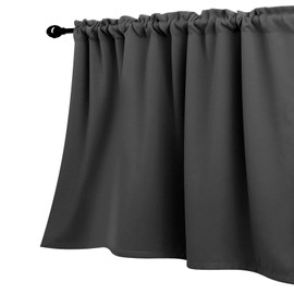 KOUFALL Basement Window Curtains,18 Inch Length Small Blackout Mini Blinds for Transom Windows Well Covers Cafe,Charcoal Dark Grey