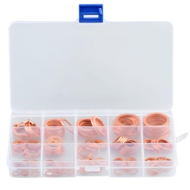 [ZHUOYUE] Flat Washer Copper Washer Drain Washer Gasket Set Heat Resistant Oil Resistant Copper Ring (15 Types Size: M5-M22, Case Included, Matching Design: 150pcs)