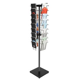 Rotating Magazine Stand, Brochure Display Rack, Display Rack with 32 Pockets, 360° Spinning Greeting Cards Rack for Shop Exhibitions Office