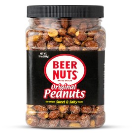 BEER NUTS Original Peanuts, Resealable Jar, Sweet and Salty, Gluten-Free, Kosher, Low Sodium Peanut Snacks (19oz)