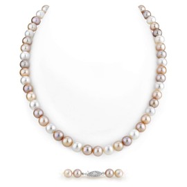 The Pearl Source 6.5-7.0mm Freshwater Pearl Necklace for Women - Pearl Strand Necklace | Multi-Color 20" Length Pearl Necklace with Genuine Cultured Pearls