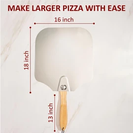 Colenza Pizza Peel 16 inch,16" Wx 18" L, Aluminum pizza peel with Foldable Wood Handle and Storage Bag, Non-perforated