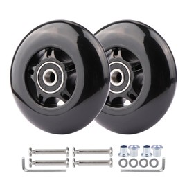 WHEELGOO 2pcs PU Luggage Suitcase Replacement Wheels Repair Kit w/ABEC-7 Bearings and 6mm Axles for Trolley Carry-on Roller Travel Bag (76mm)
