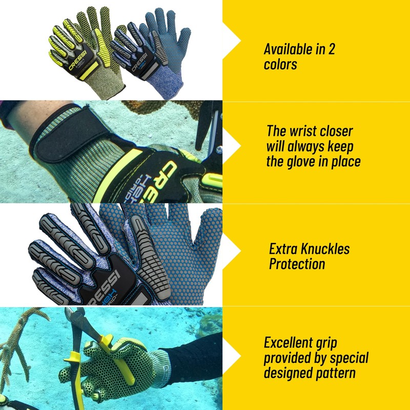 Cressi HEX Grip Gloves, Blue, 2XL