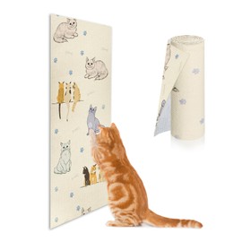 Eunice Cat Scratching Mat 78.7"x15.5", Self-Adhesive Cat Scratch Pad,Trimmable Replacement Cat Climbing Wall,DIY Furniture Protector from Claws Scratching（Khaki）