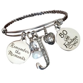 50th BIRTHDAY gift, 40th birthday, Birthday gift, 50 and Fabulous, Best FRIEND Gift, Milestone birthday, Inspirational, BANGLE bracelet, sister 50th birthday gifts,