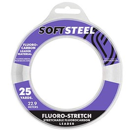 Soft Steel Fluoro-Stretch Stretchable Fluorocarbon Leader Clear 25 Yard Spool- 15-Pound