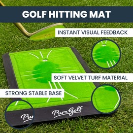 Portable Golf Feedback Mat and Precision Putting Trainer Bundle | Gentle on Clubs, Fits in Golf Bag, for Indoor and Outdoor Use, Durable, Golf Hitting Practice Mat Trainer, Divot Feedback Board