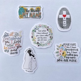 Pack 6 Isaiah 43 1 Fear Not for I Have Redeemed You Sticker 3 Inches Bible Verse, Christian, Waterproof Vinyl Sticker