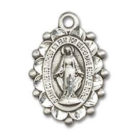 Bliss Sterling Silver Miraculous Medal Catholic Pendant Necklace 18" Chain GiftBox