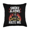 Smoke Alarms Hate Me Firefighters Firemen Fire Rescue Throw Pillow