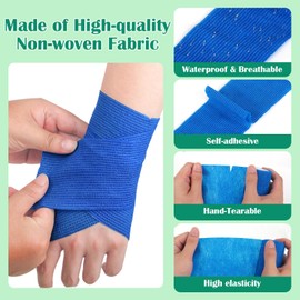 YSWOVUO 12 Rollen Selbstklebender Verband, 7,5cm x 4,5m Haftbandage Selbstklebend, Vliesstoff Selbsthaftende Bandage, Elastischer Binden Verband für Stretch Sportler, Handgelenk, Knöchel, Pet