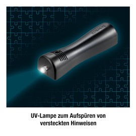 Die drei Die drei ??? - Krimi Puzzle - Die Villa der Rätsel von KOSMOS 697976, 300 Teile, Leuchtet im Dunkeln, mit UV-Lampe, Lesen, Puzzeln, Rätsel lösen, Detektiv Puzzle ab 10 Jahre