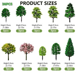 DEFIYEAR 30 Pcs Mixed Model Trees Diorama Scenery Landscape Accessories