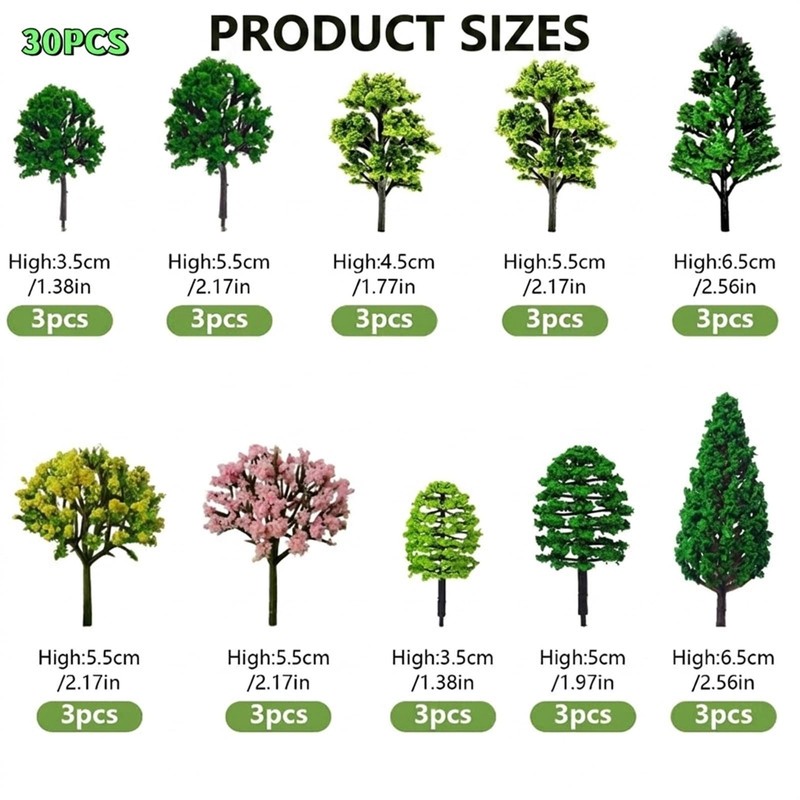 DEFIYEAR 30 Pcs Mixed Model Trees Diorama Scenery Landscape Accessories