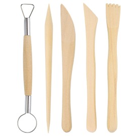 HARFINGTON 5pcs Wooden Clay Sculpting Tools Double-Headed Crafts Modeling kit Pottery Carving Tool for Shaping Cutting Decoration Embossing