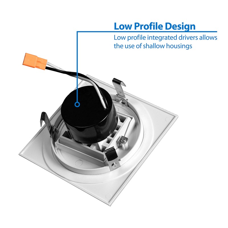 NICOR Lighting 4 inch White Square Multi-Adjustable Recessed LED Downlight,