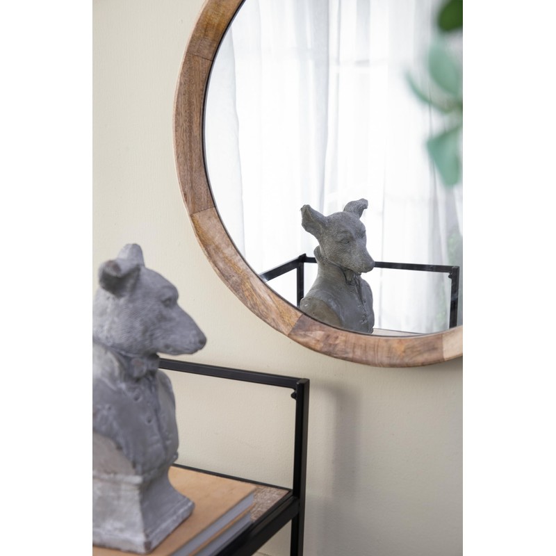 Udorich Stylish Transitional Decor Mango Wood Wall Mirror, Natural Frame