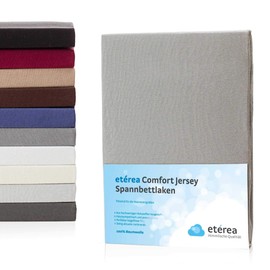 etérea Comfort Jersey Fitted Sheet in Various Sizes and Colours, Soft Fitted Sheet Made from 100% Cotton, Flat Sheet with Approx. 25 cm Base Height and 140 g/m²