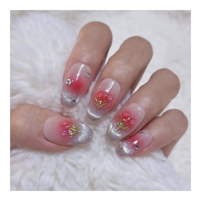 Tulip Cheek Magnet Handmade Nail Tips - Medium Oval /