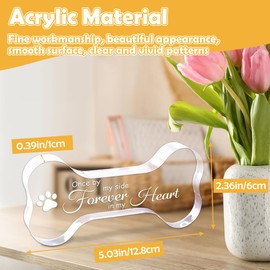 Wonninek Pet Memorial Gifts Ornament Acrylic Bone Shape Remembrance Sympathy Gift for Dog Cat Loss Crystal Keepsake