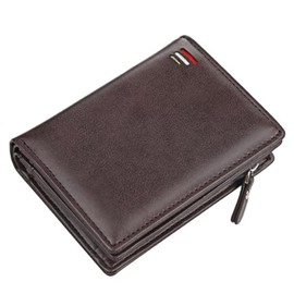 Cartera para Hombre,con RIFD Protección, 11 Ranuras para Tarjetas, con Cremallera, Regalo para Hombre de Navidad, Cumpleaños etc(Café)