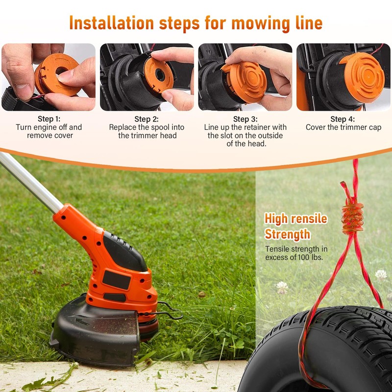Set of 20 Replacement Grass Trimmer Spool Works with Worx