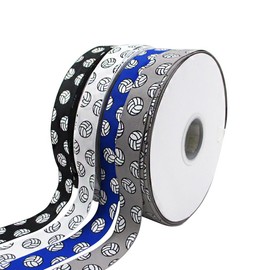 2 Roll Sports Ball Ribbons Volleyball Craft Ribbons Pattern Wired Ribbons Gift Wrapping Ribbons Party Decoration Ribbons for Team Hair Bows