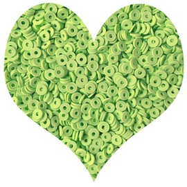 3000Pcs Clay Beads Flat Round Polymer Bead Vinyl Heishi Beads Flat Round Polymer Bead for Jewelry Making Necklace Bracelet (05-Grass Green)