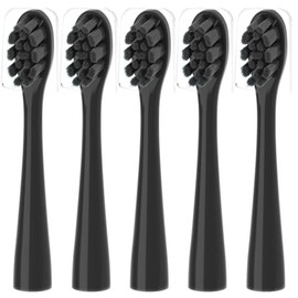Replacement Toothbrush Heads for Moon Electric Toothbrush with Covers (5 Pack, Black)