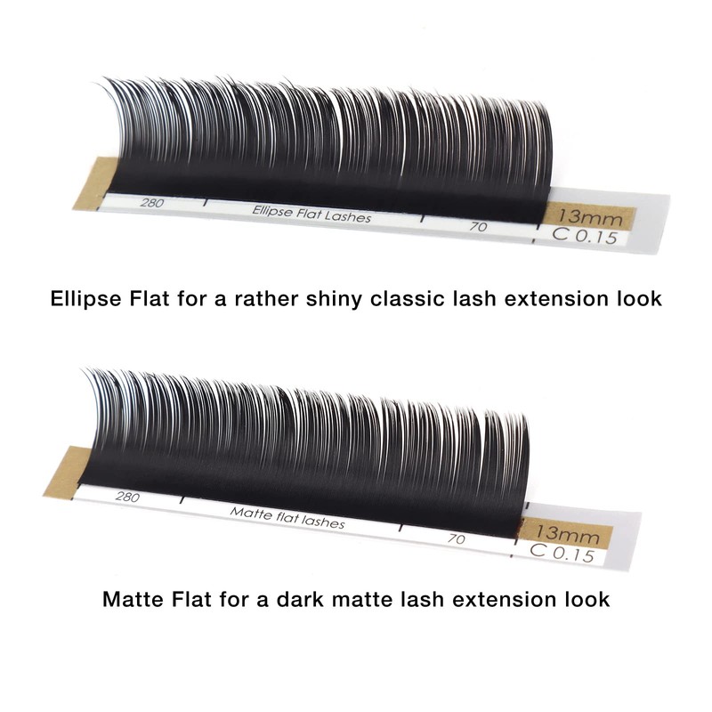 LASHVIEW Flat Eyelash Extension 0.15mm D Curl 11mm Ellipse Eyelash