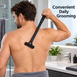 Long Handle Back Shaver for Men – Foldable Body Hair Removal Tool for Easy Grooming at Home and Travel
