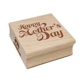 Happy Mother's Day Elegant Text Square Rubber Stamp for Stamping Crafting - 1.25in Small