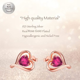 LAVUMO Stud Earrings for Adults Women Sterling Silver Rose Gold Heart Earring Set Gold Earrings Jewelry for Women Valentines Day Birthday Gifts for Her