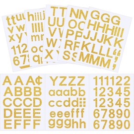 Outus 8 Sheets Vinyl Letter Stickers Self Adhesive Mailbox Alphabet and Numbers Outdoor Vinyl Letters for Scrapbooking Crafts Bulletin Board Classroom School Supplies(1 Inch,Glitter Gold)